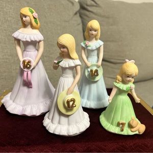 vintage Enesco cake toppers from the 1980s. Each figurine features/different/age